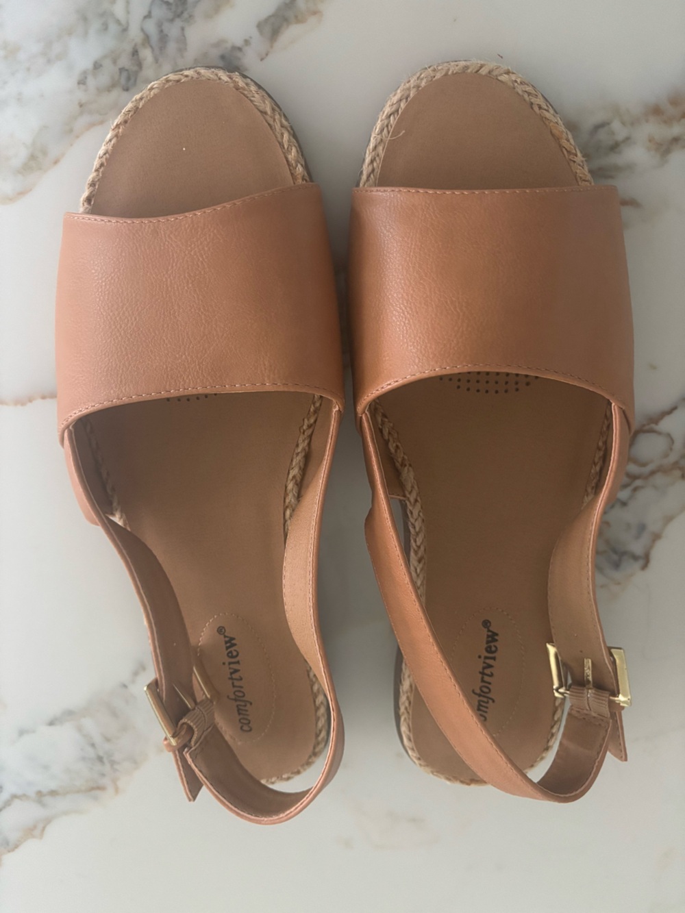 comfortview Women's Cognac Slingback Slide Sandals